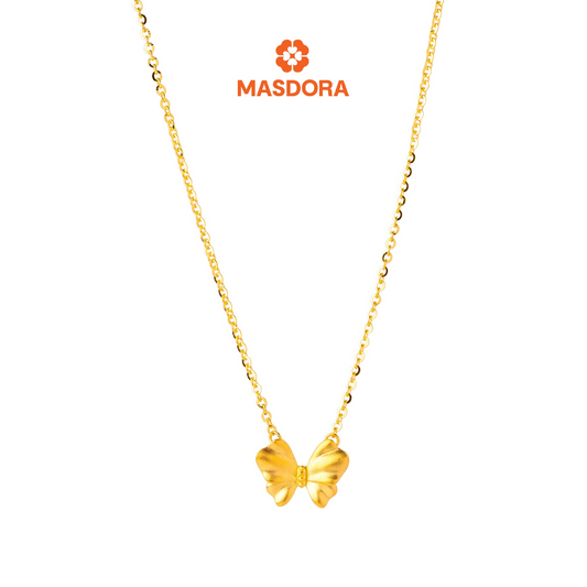 MASDORA 999 Gold Necklace Rantai Leher Emas ~ Matte Butterfly (EMAS 999/24K)