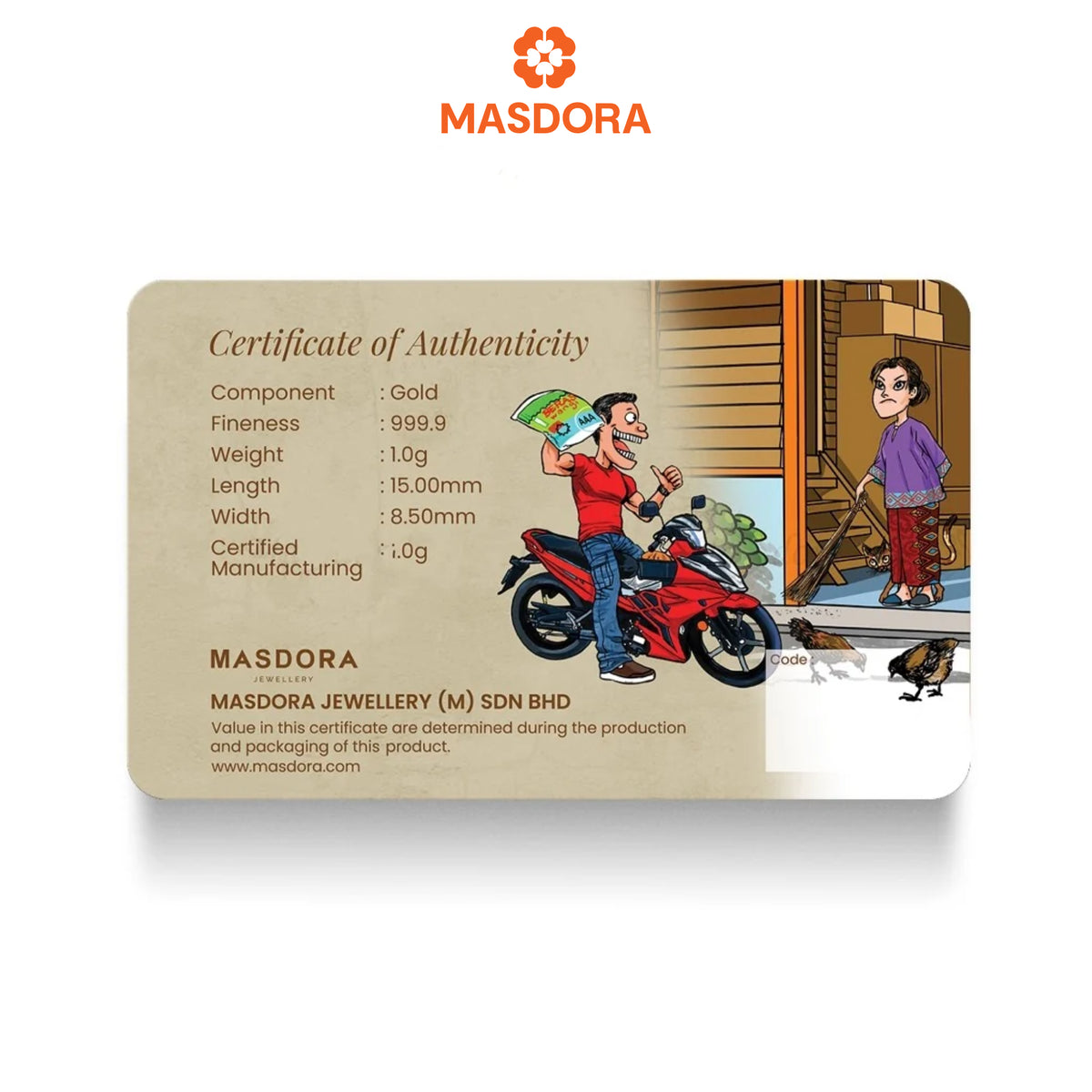 MASDORA 999.9 Gold Bar 1.00GM Collection Series ~ Lifestyle Series (EMAS 999.9/24K)