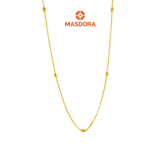 MASDORA 916 Gold Necklace Rantai Leher Emas ~ Golden Mini Single Beads (EMAS 916/22K)