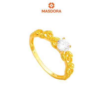 MASDORA 916 Gold Ring Rings Cincin Emas ~ Golden Leafy Solitaire (EMAS 916/22K)