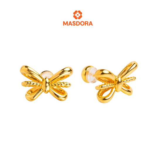 MASDORA 999 Gold Earrings Earring Subang Emas ~ Golden Wide Ribbon (EMAS 999/24K)