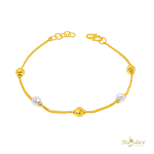 MASDORA Duotone Beads Single Chain Bracelet (Emas 916)