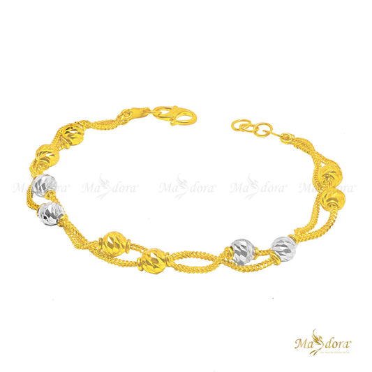 MASDORA Duotone Bead Double Chain Bracelet (Emas 916)