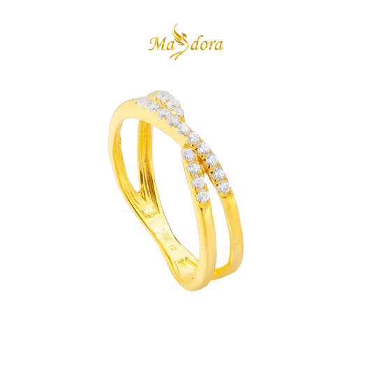 MASDORA 916 Gold Ring Rings Cincin Emas ~ Sparkling X-Twirl (EMAS 916/22K)