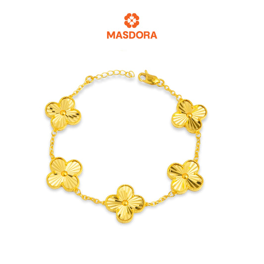 MASDORA 916 Gold Bracelet Rantai Tangan Emas ~ Clover Full Gold - (EMAS 916/22K)