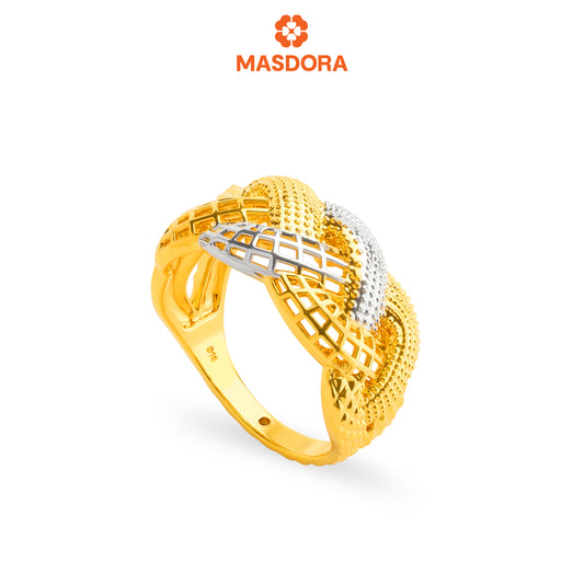 MASDORA 916 Gold Ring Rings Cincin Emas ~ HG Duotone Braided Half Paved (EMAS 916/22K)