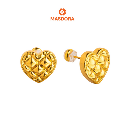 MASDORA 999 Gold Earring Earrings Emas ~ Golden Comfy Heart (EMAS 999/24K)
