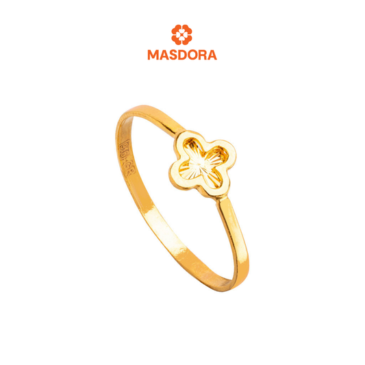 MASDORA 916 Gold Ring Rings Cincin Emas ~ Minimalist Shiny Cutting Clover (EMAS 916/22K)