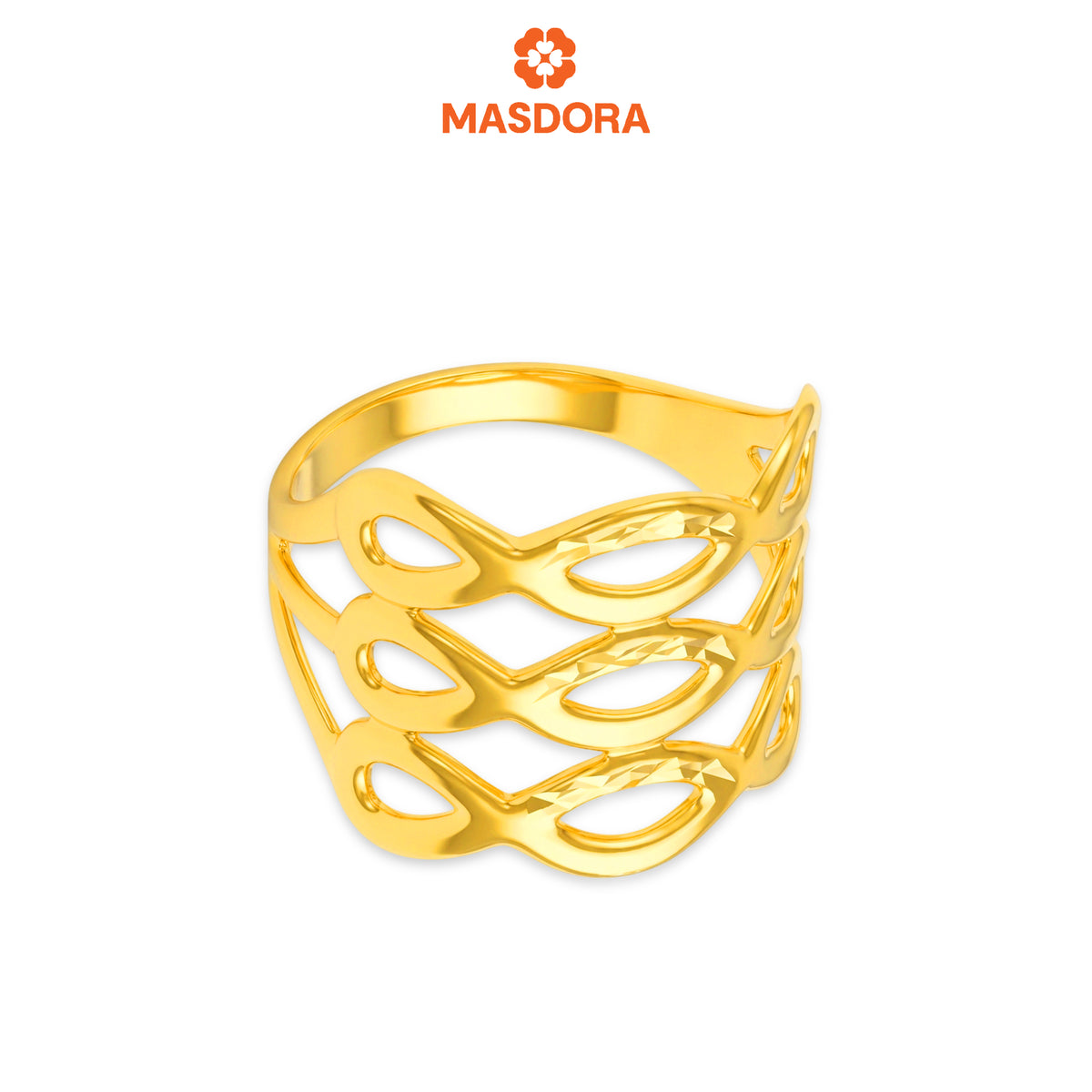 MASDORA 916 Gold Ring Rings Cincin Emas ~ Golden Triple Ripple  (EMAS 916/22K)
