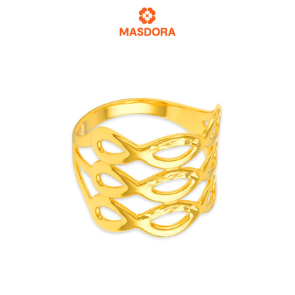 MASDORA 916 Gold Ring Rings Cincin Emas ~ Golden Triple Ripple  (EMAS 916/22K)