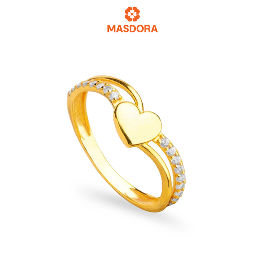 MASDORA 916 Gold Ring Rings Cincin Emas ~ Sparkling Duo Love (EMAS 916/22K)