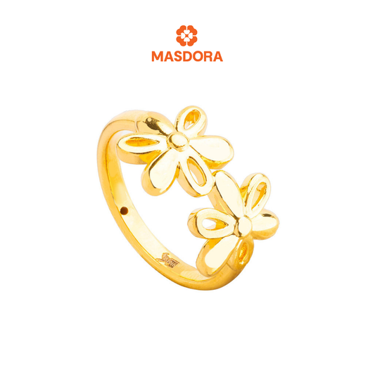 MASDORA 916 Gold Ring Rings Cincin Emas ~ HG New Double Blossom (EMAS 916/22K)