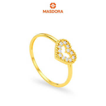 MASDORA 916 Gold Ring Rings Cincin Emas ~ Sparkling Sincero Heart (EMAS 916/22K)