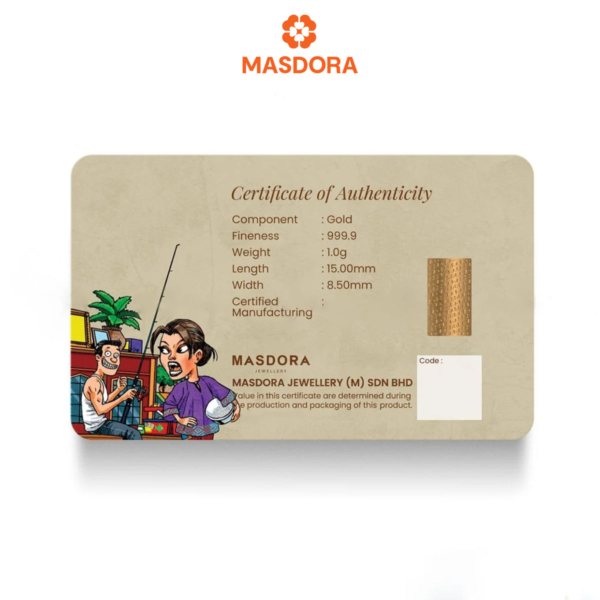 MASDORA 999.9 Gold Bar 1.00GM Collection Series ~ Lifestyle Series (EMAS 999.9/24K)