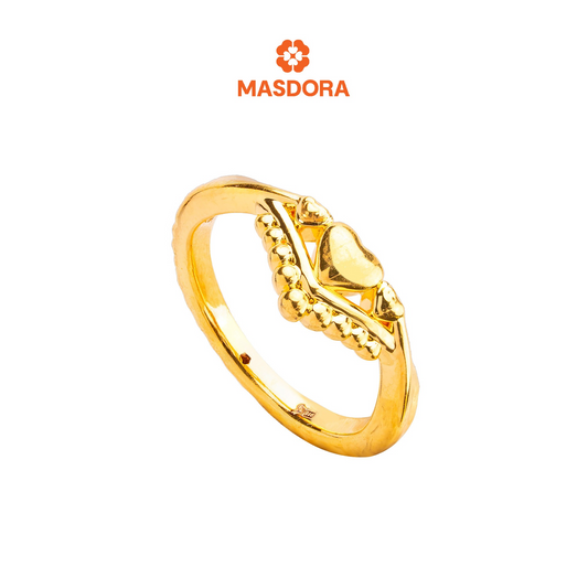 MASDORA 916 Gold Ring Rings Cincin Emas ~ HG Golden V Hearts (EMAS 916/22K)