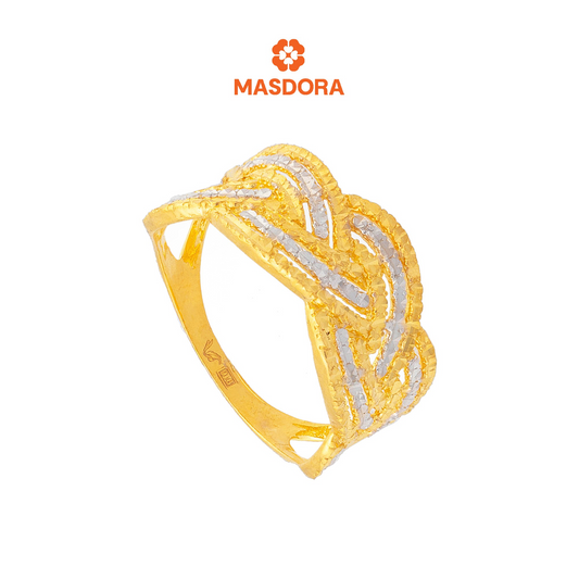 MASDORA 916 Gold Ring Rings Cincin Emas ~ Duotone Fancy Braided Links (EMAS 916/22K)