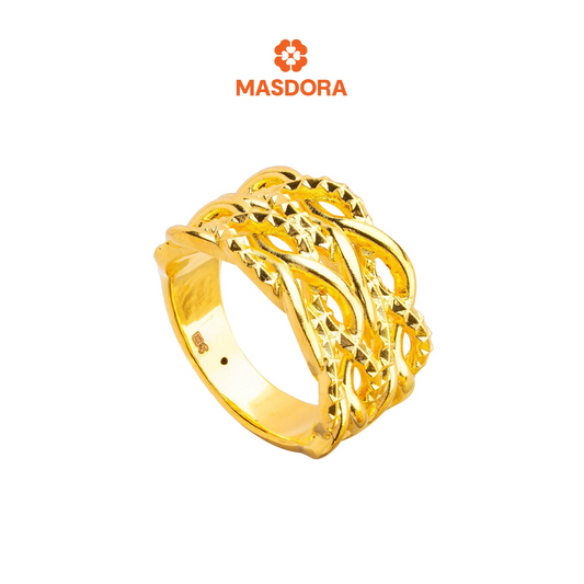 MASDORA 916 Gold Ring Rings Cincin Emas ~ HG Golden Crocheted Ripple (EMAS 916/22K)
