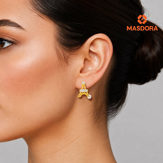MASDORA 916 Gold Earings Earing Subang Emas ~ Sparkling Paris Tower Stud (EMAS 916/22K)