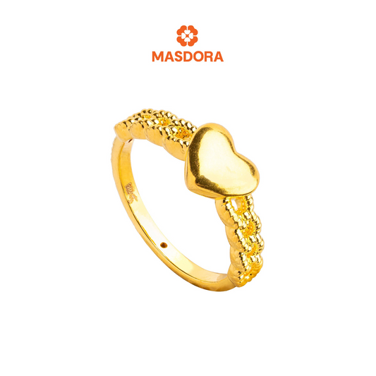 MASDORA 916 Gold Ring Rings Cincin Emas ~ HG High Polished Heart Chain (EMAS 916/22K)