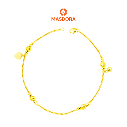 MASDORA 916 Gold Anklet Rantai Kaki Gelang Kaki Emas ~ Balls Plate Love (EMAS 916/22K)