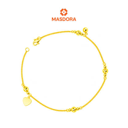 MASDORA 916 Gold Anklet Rantai Kaki Gelang Kaki Emas ~ Balls Plate Love (EMAS 916/22K)