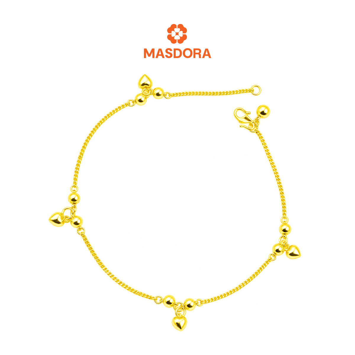 MASDORA 916 Gold Anklet Rantai Kaki Gelang Kaki Emas ~ Mesin Love 916/22K)