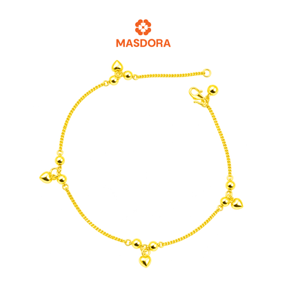 MASDORA 916 Gold Anklet Rantai Kaki Gelang Kaki Emas ~ Mesin Love 916/22K)