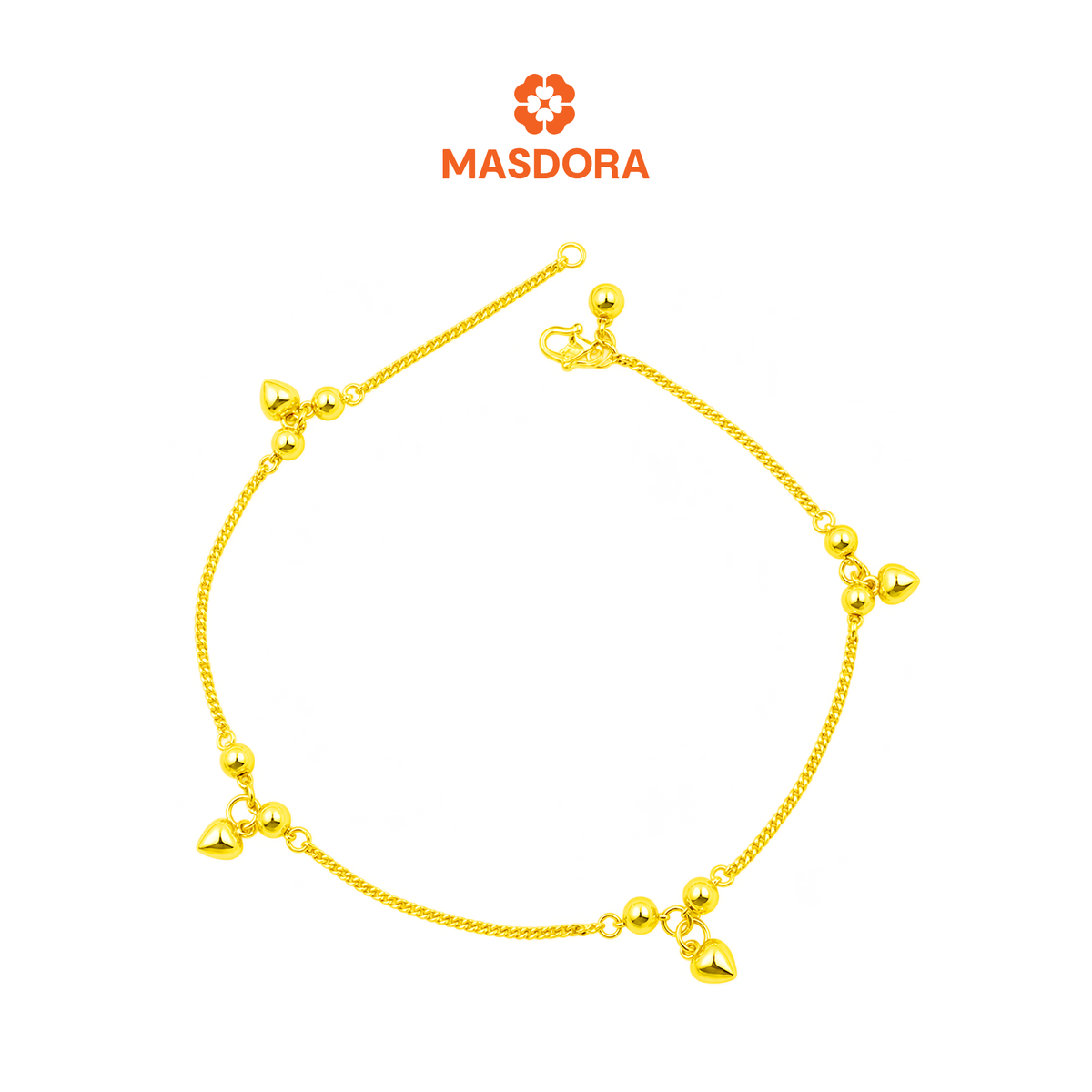 MASDORA 916 Gold Anklet Rantai Kaki Gelang Kaki Emas ~ Mesin Love 916/22K)