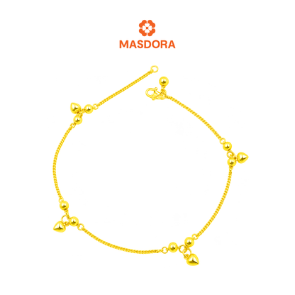 MASDORA 916 Gold Anklet Rantai Kaki Gelang Kaki Emas ~ Mesin Love 916/22K)