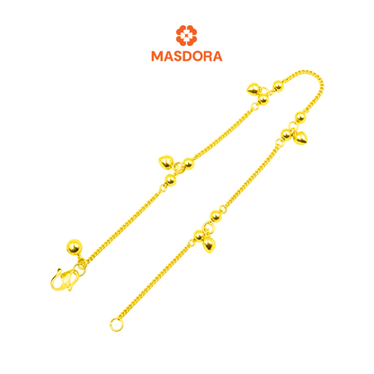 MASDORA 916 Gold Anklet Rantai Kaki Gelang Kaki Emas ~ Mesin Love 916/22K)