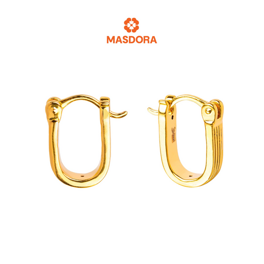 MASDORA 999 Gold Earring Earrings Subang Emas ~ Golden Linear Harp (EMAS 999/24K)