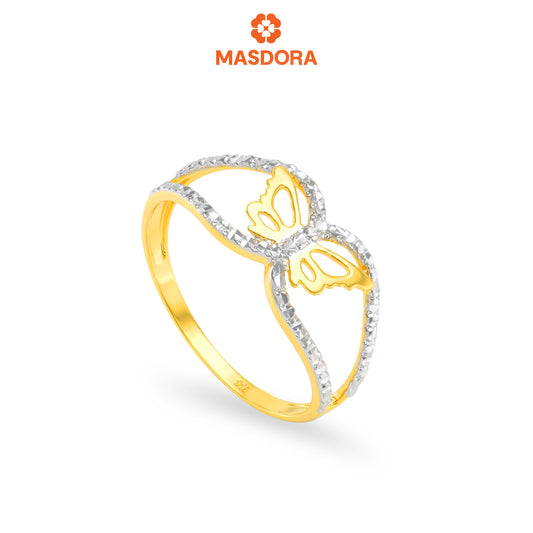 MASDORA 916 Gold Ring Rings Cincin Emas ~ Duotone Enormous Wavy Butterfly (EMAS 916/22K)