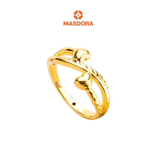 MASDORA 916 Gold Ring Rings Cincin Emas ~ HG Acute Double Love (EMAS 916/22K)