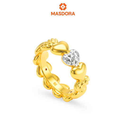 MASDORA 916 Gold Ring Rings Cincin Emas ~ HG Duotone Diamond Heart Band (EMAS 916/22K)