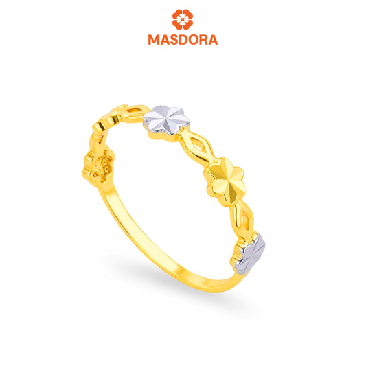 MASDORA 916 Gold Ring Rings Cincin Emas ~ Duotone Flower Links (EMAS 916/22K)