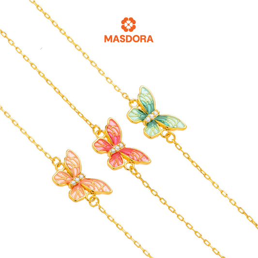 MASDORA 916 Gold Bracelet Rantai Tangan Emas ~ Simple Belle Papillon (EMAS 916/22K)