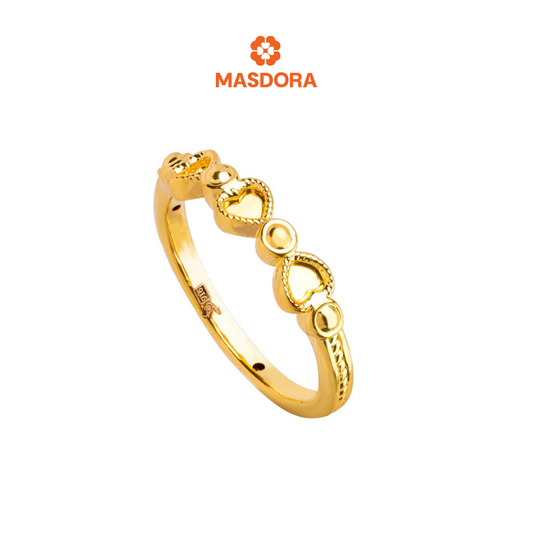 MASDORA 916 Gold Ring Rings Cincin Emas ~ HG Dotted Triple Heart (EMAS 916/22K)