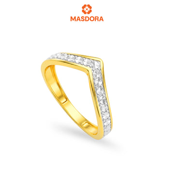 MASDORA 916 Gold Ring Rings Cincin Emas ~ Duotone Diamond Cut V-(EMAS 916/22K)