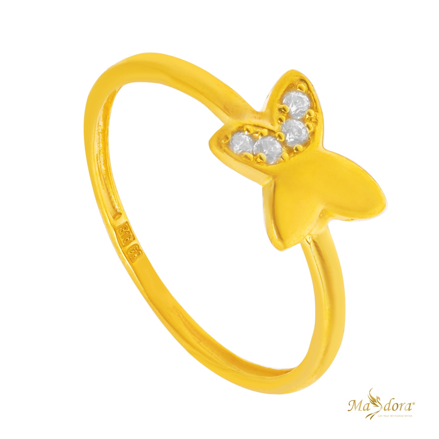 MASDORA Minimalist Sparkling Butterfly Ring (Emas 916)