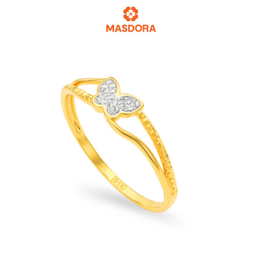MASDORA 916 Gold Ring Rings Cincin Emas ~ Duotone Wavy Butterfly (EMAS 916/22K)