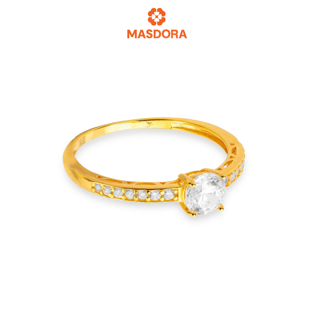 MASDORA 916 Gold Ring Rings Cincin Emas ~ Sparkling Intricate Solitaire (EMAS 916/22K)