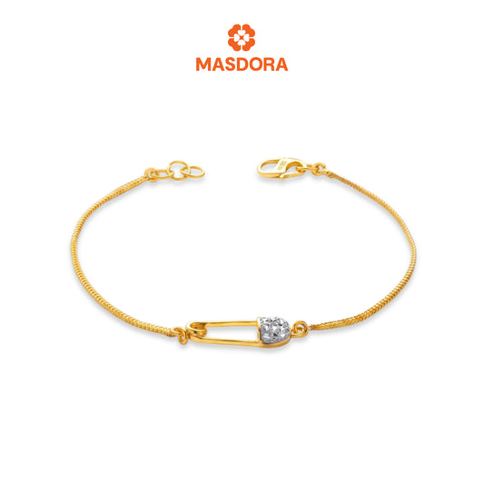MASDORA 916 Gold Bracelet Rantai Tangan Emas ~ Duotone Safety Pin Chain (EMAS 916/22K)