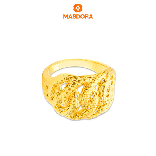 MASDORA 916 Gold Ring Rings Cincin Emas ~ HG Golden Wide Centipede (EMAS 916/22K)