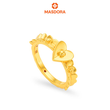 MASDORA 916 Gold Ring Rings Cincin Emas ~ HG Golden Flappy Hearts (EMAS 916/22K)
