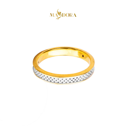 MASDORA 916 Gold Ring Rings Cincin Emas ~ HG Duotone Incised Band (EMAS 916/22K)