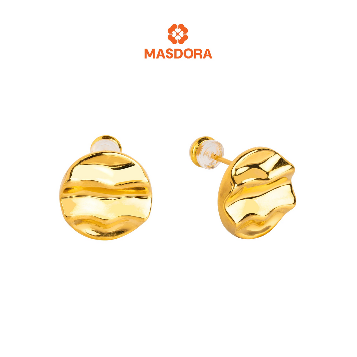 MASDORA 999 Gold Earring Earrings Subang Emas ~ Round Ripple Wave (EMAS 999/24K)