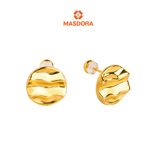MASDORA 999 Gold Earring Earrings Subang Emas ~ Round Ripple Wave (EMAS 999/24K)