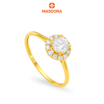 MASDORA 916 Gold Ring Rings Cincin Emas ~ Sparkling Walled Solitaire (EMAS 916/22K)