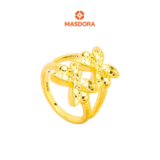 MASDORA 916 Gold Ring Rings Cincin Emas ~ HG Golden Double Marissa Glitz (EMAS 916/22K)