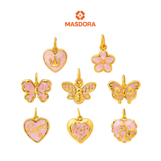 MASDORA 999 Gold Pendant Loket Emas ~ (PINK) Mother Nature Edition  (EMAS 999/24K)